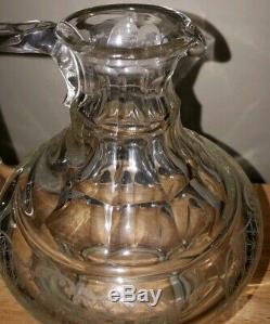 J. D. Schleissner 800 Silver Cut Glass Liquor Decanter/Water Carafe Knight Horse
