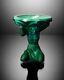 Jade Malachite Art Deco Glass Czech Bohemian Bowl Hand Cut Nude Woman Act