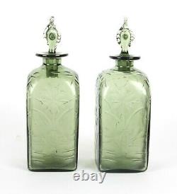 James Powell & Sons Whitefriars Harry Powell Square Cut Glass Decanters