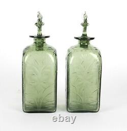 James Powell & Sons Whitefriars Harry Powell Square Cut Glass Decanters