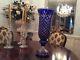 Large 21in Diamond Cut Crystal Vase Cobalt Blue To Clear Truly Magnificent Look