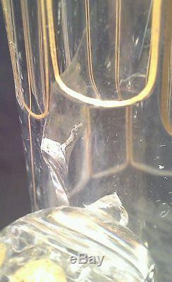 Large Antique Bohemian Gilt Cut Glass And Etched Decanter