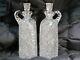 Large Antique Decanters (1880-1910) Cut Leaded Glass Crystal Pair 11high
