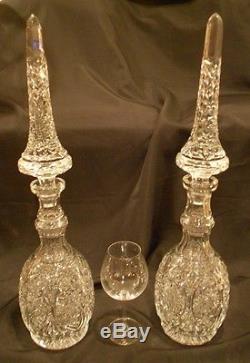 Large Cut Glass Decanters Matching Pair