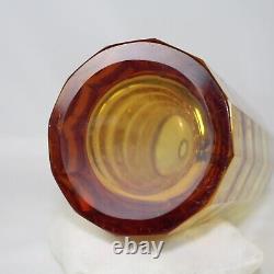 Large Czech Bohemian Palda Era Style Amber Cut Glass Decanter Deco