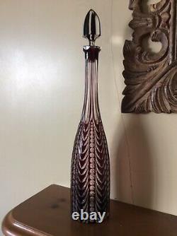 Large Red Flash Cut Decanter Bohemian Glass Decanter # 1011