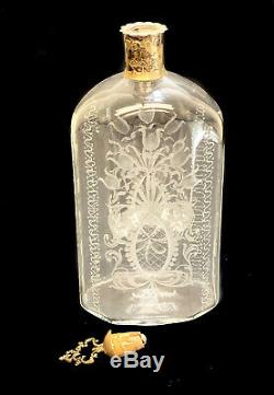 Large Vitali Bruno Italian 800 Silver Mounted Cut Glass Etched Decanter Bottle