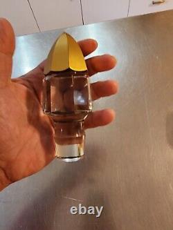 Large rare Bohemian deep CUT Glass Decanter gold over Clear czech 15.5 tall