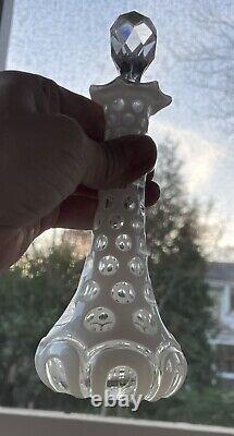Late 19th Century Bohemian Czech Glass White to Clear cut Scent Bottle Decanter