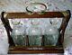 Late Victorian Tantalus + Three Decanters Given As Present & Engraved In 1899