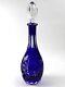 Lausitzer German Cobalt Blue Cut To Clear Crystal Decanter
