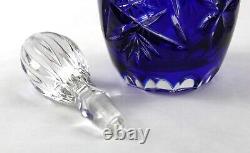 Lausitzer German Cobalt Blue Cut to Clear Crystal Decanter