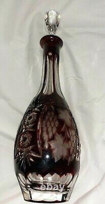 Lausitzer German Glass Cranberry Red Decanter Hand Cut Crystal