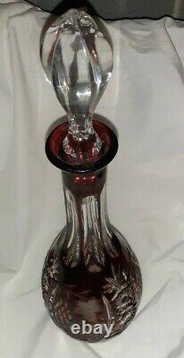 Lausitzer German Glass Cranberry Red Decanter Hand Cut Crystal