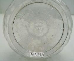 Libbey Cut Glass Floral Motif Marked with Sterling Silver Topped Stopper