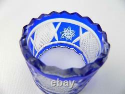 Lot 12 Vintage Cut to Clear Cobalt Blue Glass Hand Made Crystal Napkin Rings