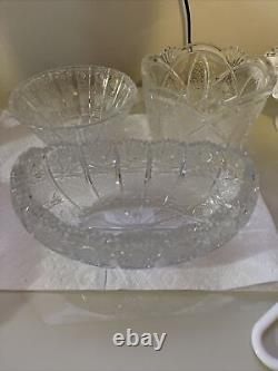 Lot Of 3 Czechoslovakia Bohemia Hand Cut lead Crystal bowls Vintage Very Rare