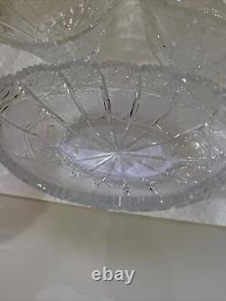 Lot Of 3 Czechoslovakia Bohemia Hand Cut lead Crystal bowls Vintage Very Rare