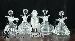 Lot of 13 Vintage Vinegar Decanters Pressed Glass Cut Crystal Cruets w Stoppers