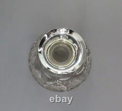 Lovely Antique American Brilliant Cut Glass Sterling Silver Carafe Vase Decanter