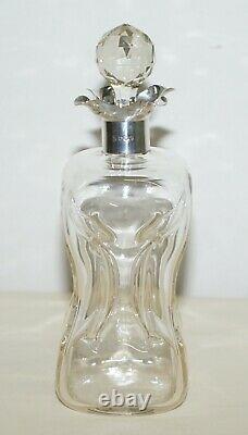 Lovely Antique Sterling Silver Collar 1922 Pinch Decanter Jug For Whisky Port