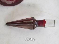 Lovely Czech Bohemian Ruby Cut To Clear Decanter & 2 Cordials Set