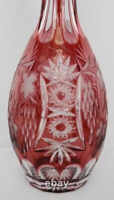 Lovely Nachtmann Traube Cut-to-clear Cranberry Ruby Tall Decanter W Grape Motif