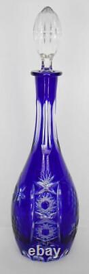 Lovely Nachtmann Traube Cut-to-clear Deep Royal Blue Tall Decanter W Grape Motif