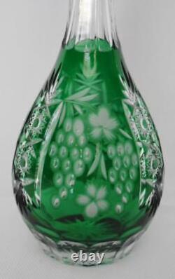 Lovely Nachtmann Traube Cut-to-clear Emerald Green Tall Decanter W Grape Motif