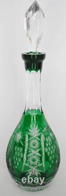 Lovely Nachtmann Traube Cut-to-clear Emerald Green Tall Decanter W Grape Motif