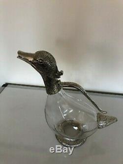 Lovely Silver Plated And Glass Duck Shaped Footed /wine Claret Jug (cj 11t)
