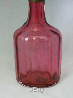 Lovely Victorian Moser Cranberry Art Glass Liquor Decanter Sn Austria Blown Cut