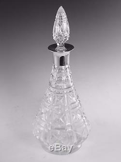 MAPPIN & WEBB & John WALSH Crystal KENILWORTH Cut Silver Top Decanter 12