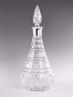 MAPPIN & WEBB & John WALSH Crystal KENILWORTH Cut Silver Top Decanter 12