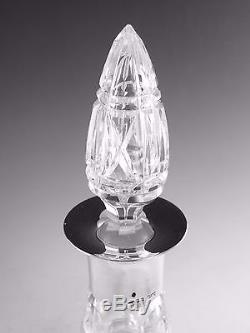 MAPPIN & WEBB & John WALSH Crystal KENILWORTH Cut Silver Top Decanter 12