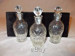 MINIATURE SILVER PLATED CRYSTAL CUT GLASS DECANTER PERFUME SCENT BOTTLE TANTALUS