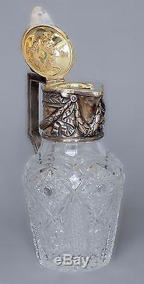 Morozov Russian Crystal Glass & Silver Top Decanter