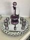 Moser Amethyst Purple Cased Cut To Clear Decanter & 6 Shot / Cordials