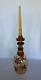 Moser Bohemian Glass Gold Gilt Cut Glass Amber Steeple Decanter 19 1/2 Inch