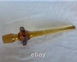 MOSER Bohemian Glass Gold Gilt Cut Glass Amber Steeple Decanter 19 1/2 Inch