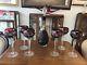 Made In Germany Beautiful Crystal Ruby Red Cut Glass Decanter And 6 Goblets
