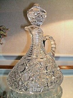 Magnificent American Brilliant Period Cut Glass Oval Whiskey Decanter