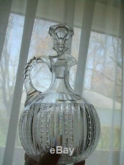 Magnificent Antique Prisim Cut ABP American Brilliant Cut Glass Oval Decanter