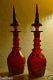 Magnificent Pair Of Bohemian Hand Cut And Enameled Glass Decanter