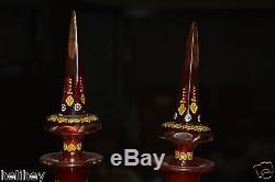 Magnificent pair of Bohemian hand cut and enameled glass decanter