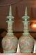 Magnificent Pair Of Large Bohemian Hand Cut And Enameled Opaline Glass Decanter