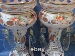 Mantel Lusters White Cut To Peach Bohemia 12 Prisms Candlestick Candle Holder