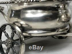 Mappin & Webb Silver Antique Double Carriage Cognac Crystal Tantalus Decanter