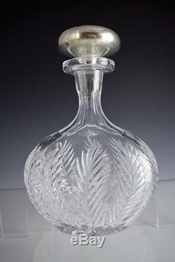 Marked HAWKES American Brilliant Period Cut Crystal Decanter w Sterling Stopper