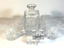 Marquis by Waterford Square Cut Glass Crystal Decanter & 4 DOF Glasses with Box